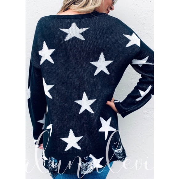 REACH FOR THE STARS Distressed Hem Sweater - Picture 2 of 4